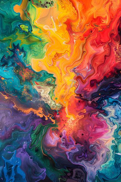 Kosmische Farbexplosion: Abstrakte Fluid Art